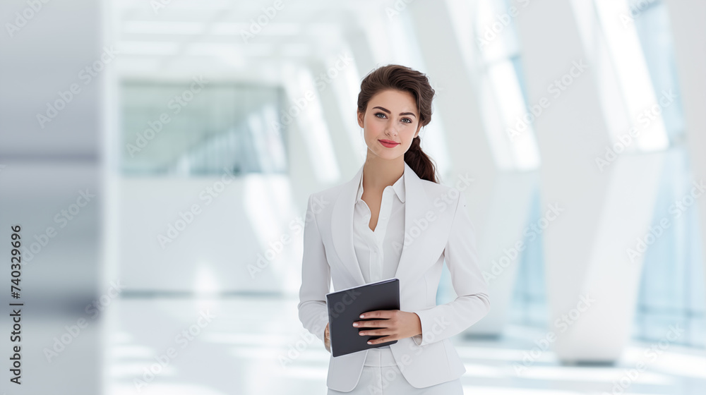 Beautiful and Confident Businesswoman in Office Environment. AI Generative. Beautiful and Confident Businesswoman in Office Environment. AI Generative.