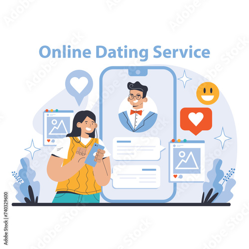 Communication and Social Media concept. Flat vector illustration