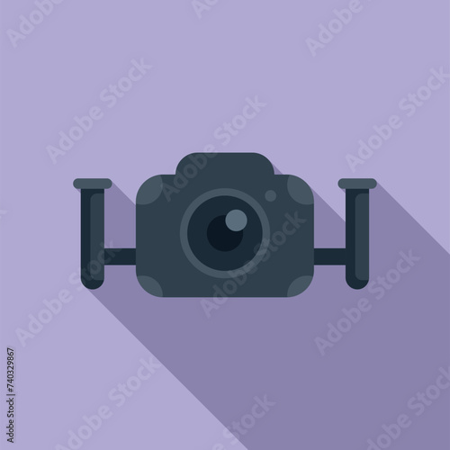 Professional diving camera icon flat vector. Tropical vacation. Sport fun