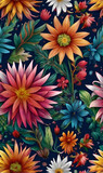 Abstract art floral pattern, brush painting, photo wallpaper