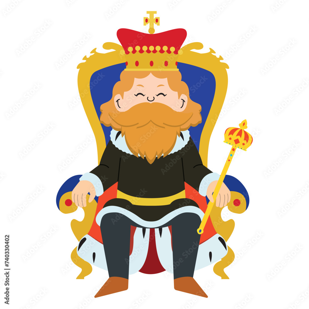 Cute king character with crown Vector