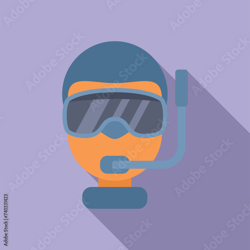 Face person diving icon flat vector. Summer travel. Center scuba pool