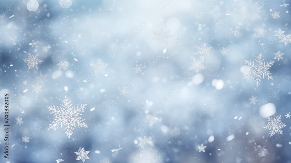 Illustration of falling snowflake in winter wallpaper background