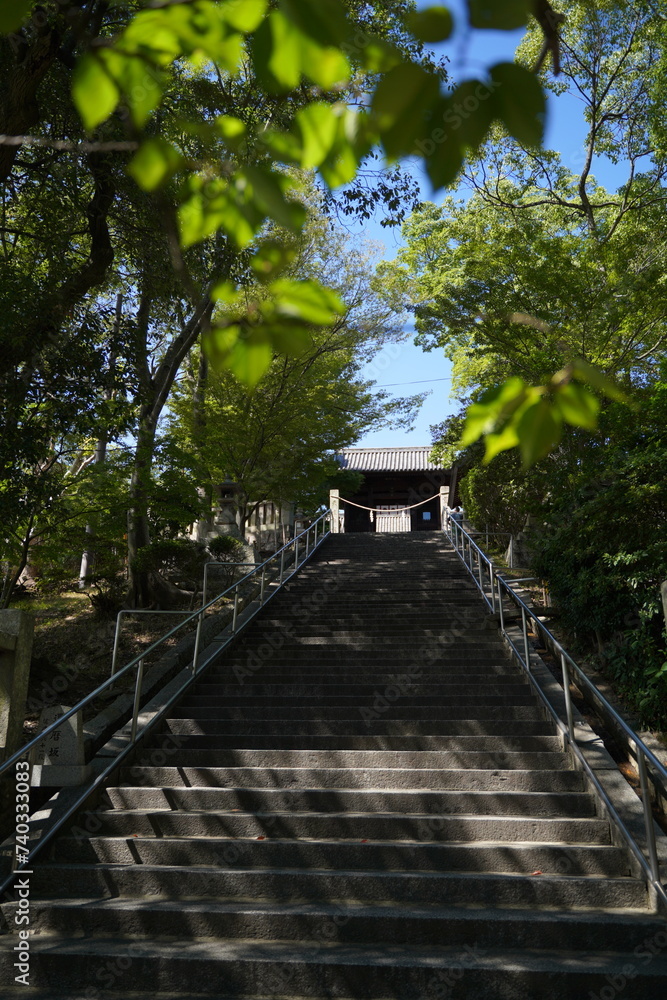 阿智神社。日本の岡山県倉敷市にある町並保存地区・観光地区。