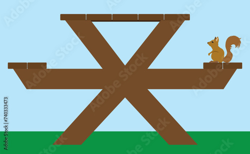 Squirrel on Picnic Table