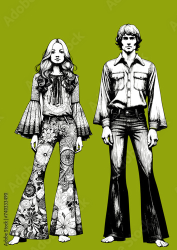 Illustration mode style années 1970