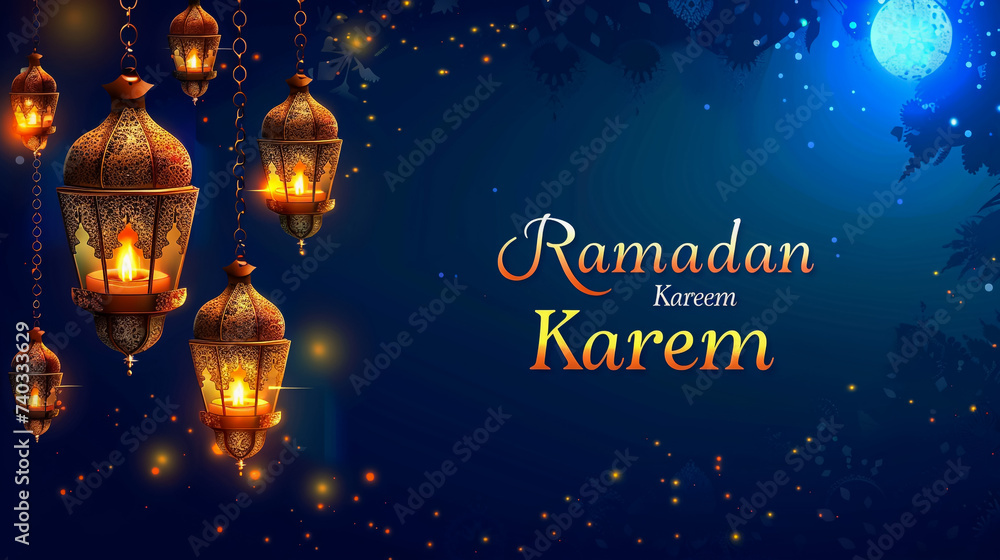 vector Ramadan greeting card with text saying: 