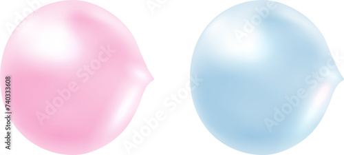 Pink and blue bubble gum bubbles
