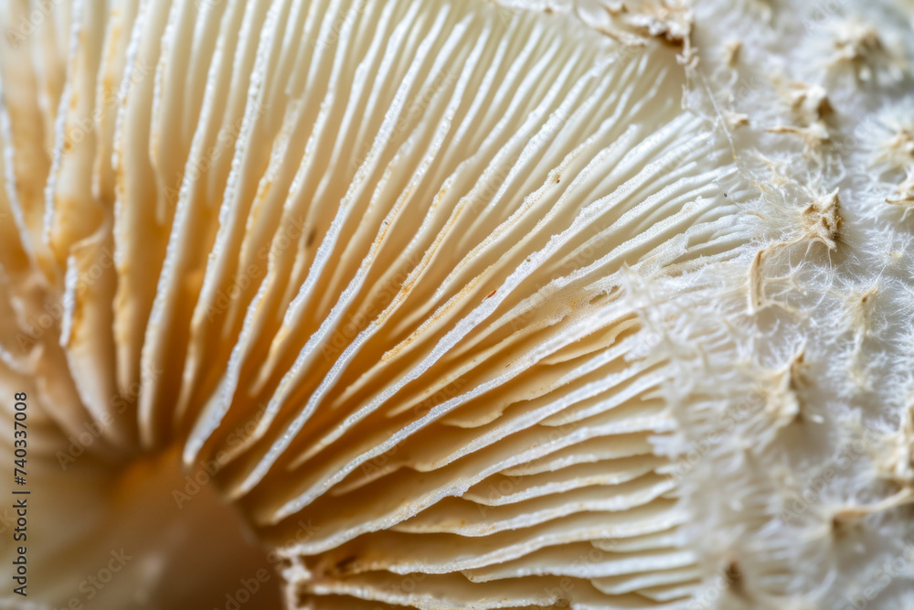 Mushrooms macro close-up. Background with selective focus and copy space Mushrooms macro close-up. Background with selective focus and copy space
