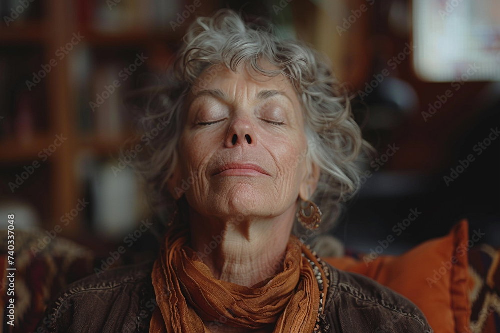Portrait of a beautiful middle-aged woman with short gray hair. Portrait of a beautiful middle-aged woman with short gray hair.