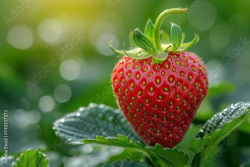 Strawberry harvest. Background with selective focus and copy space