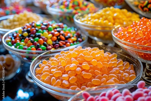 Des bols de friandises multicolores pour Halloween » IA générative photo