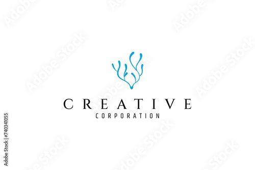 Neuron or nerve cell logo design template photo