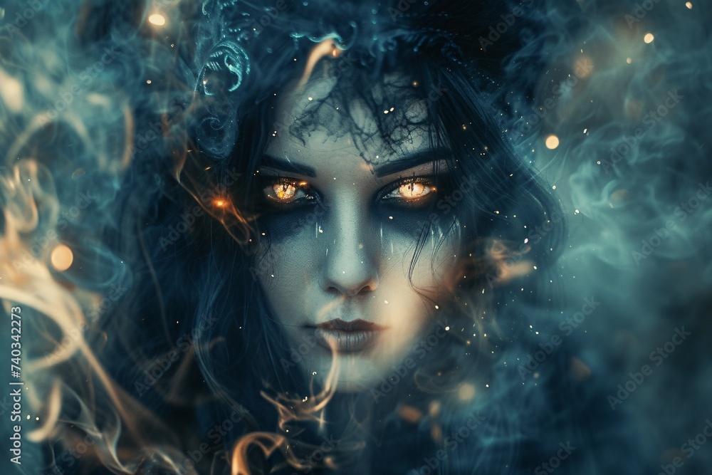 Portrait d'une jeune sorcière aux pouvoirs maléfiques » IA générative