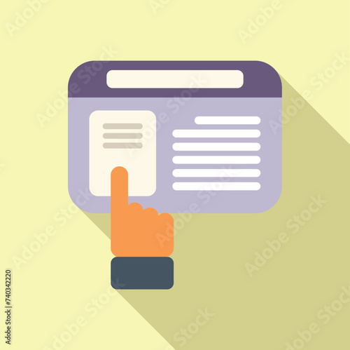 Select online book icon flat vector. Tablet person store. Remote person