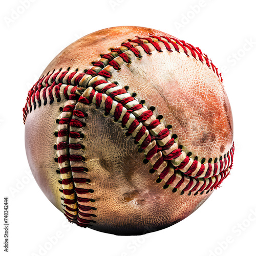 Detailed Close Up of Baseball on White Background