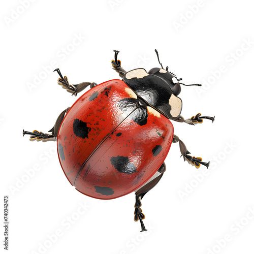 Red Ladybug With Black Spots on Back Legs