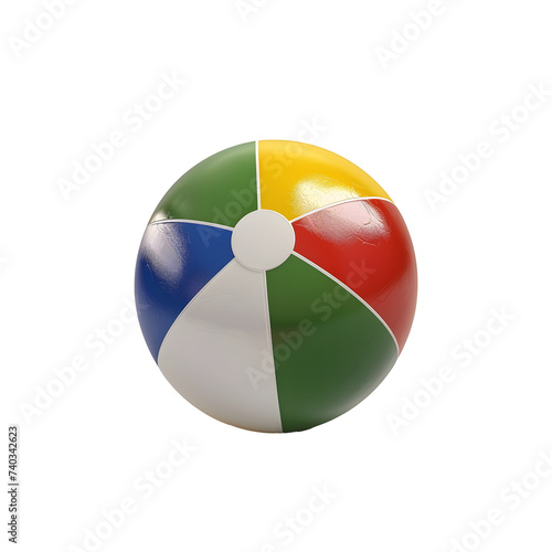 Colorful Beach Ball on White Background