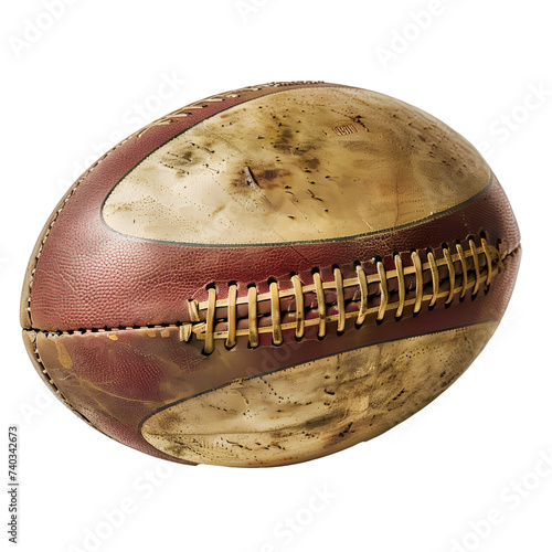 Old Leather Football on White Background