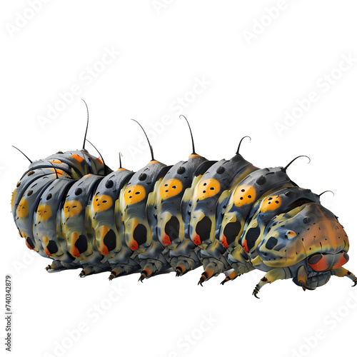Close Up of Caterpillar on White Background