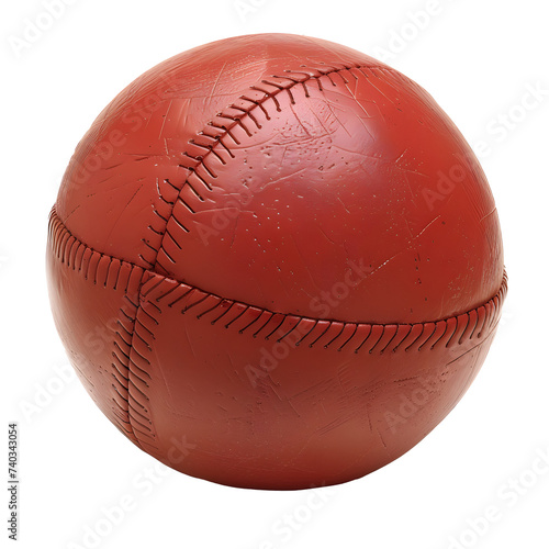 Red Leather Ball on White Background