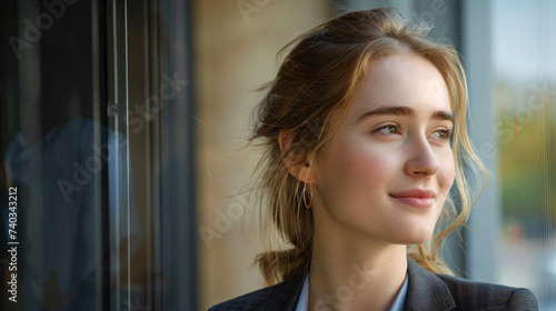 Smiling young caucasian business woman head shot portrait. Thoughtful millennial businesswoman looking away with pensive face, dreaming, thinking over project tasks, future lifestyle Free Download Smiling young caucasian business woman head shot portrait. Thoughtful millennial businesswoman looking away with pensive face, dreaming, thinking over project tasks, future lifestyle - GFXLoad