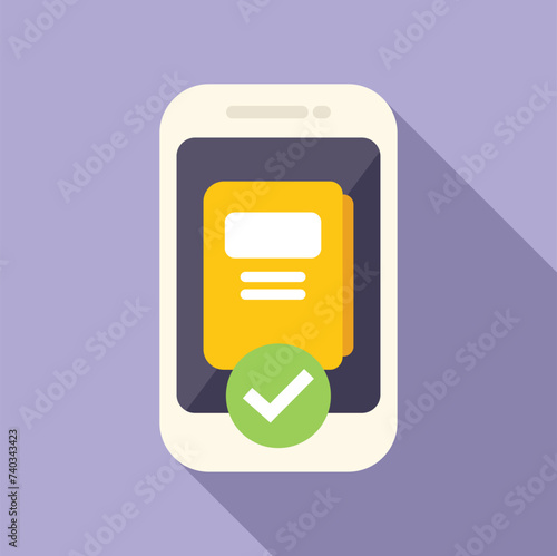 Approved person guide icon flat vector. Literary books. Audio distance