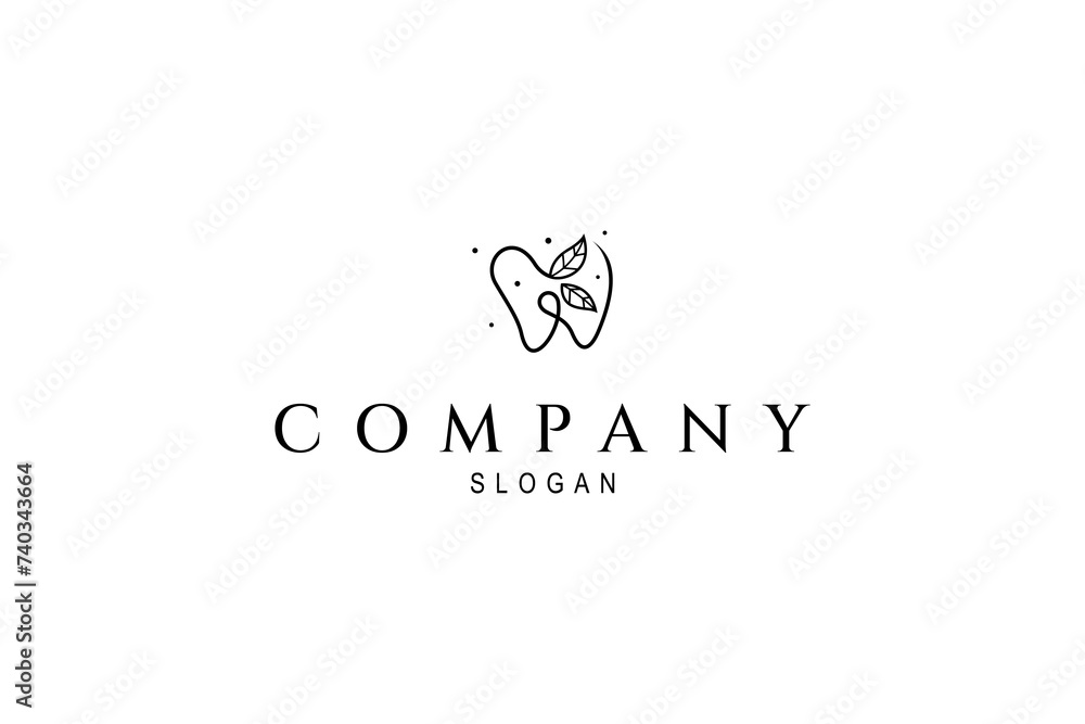 Fototapeta premium Dental Abstract logo design vector illustration with leaf elements