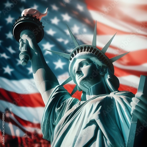 The Statue of Liberty in the United States, the symbol of freedom, the ideology of American independence and the establishment of the Constitution, Generative AI