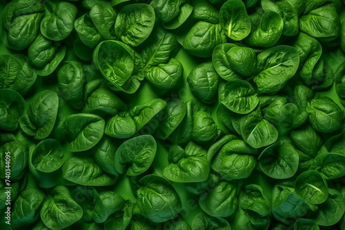 Fresh green spinach leaves forming a dense, vibrant background.