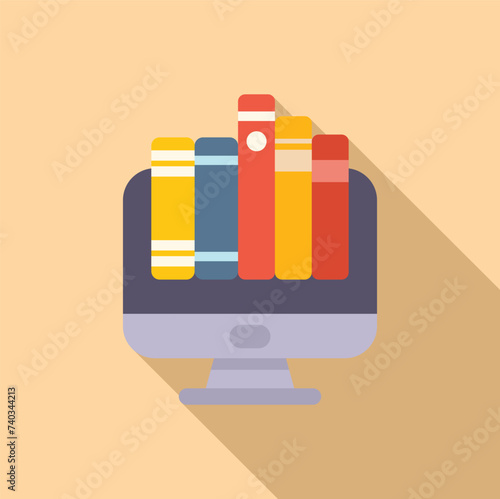 Retailer online book icon flat vector. Digital person shop. Computer digital