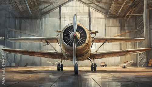 old vintage airplane in the airport hanger, art design © Animaflora PicsStock