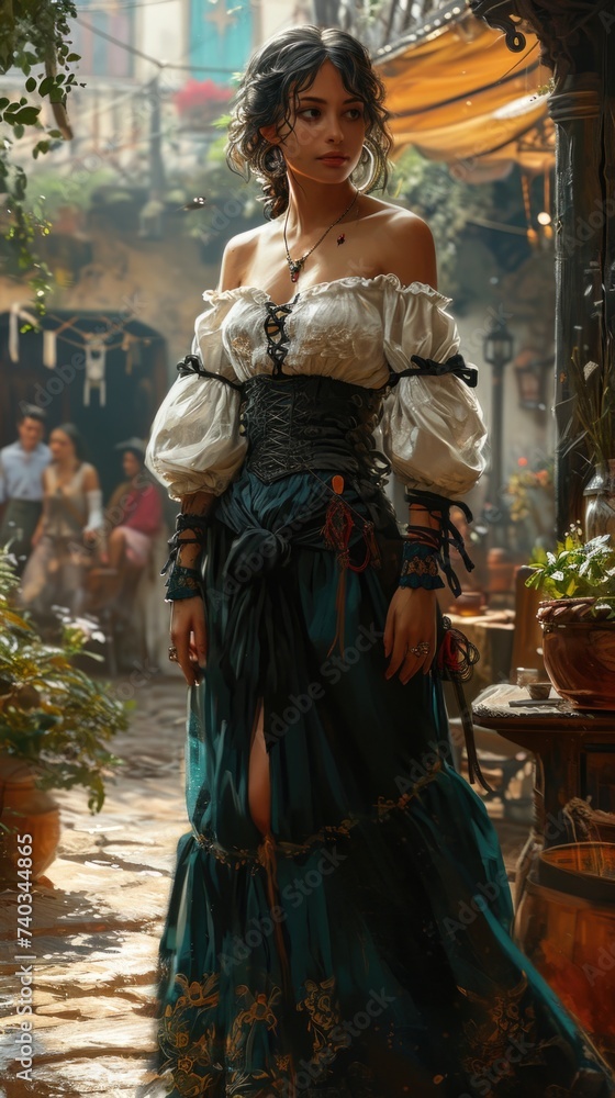 Captivating elegance: a latina woman adorned in authentic mid-century and Victorian era dress, weaving a cultural tapestry of style that transcends time, embracing heritage and timeless fashion. Captivating elegance: a latina woman adorned in authentic mid-century and Victorian era dress, weaving a cultural tapestry of style that transcends time, embracing heritage and timeless fashion.