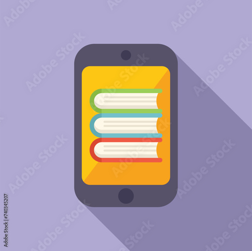 Books store icon flat vector. App store guide. Electronic work online