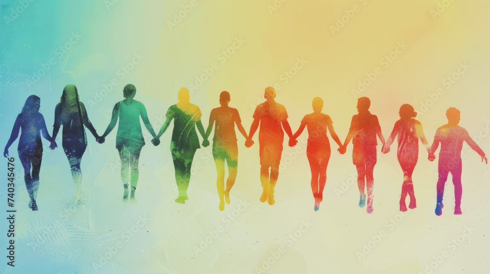 Unity and Diversity: Silhouettes Holding Hands