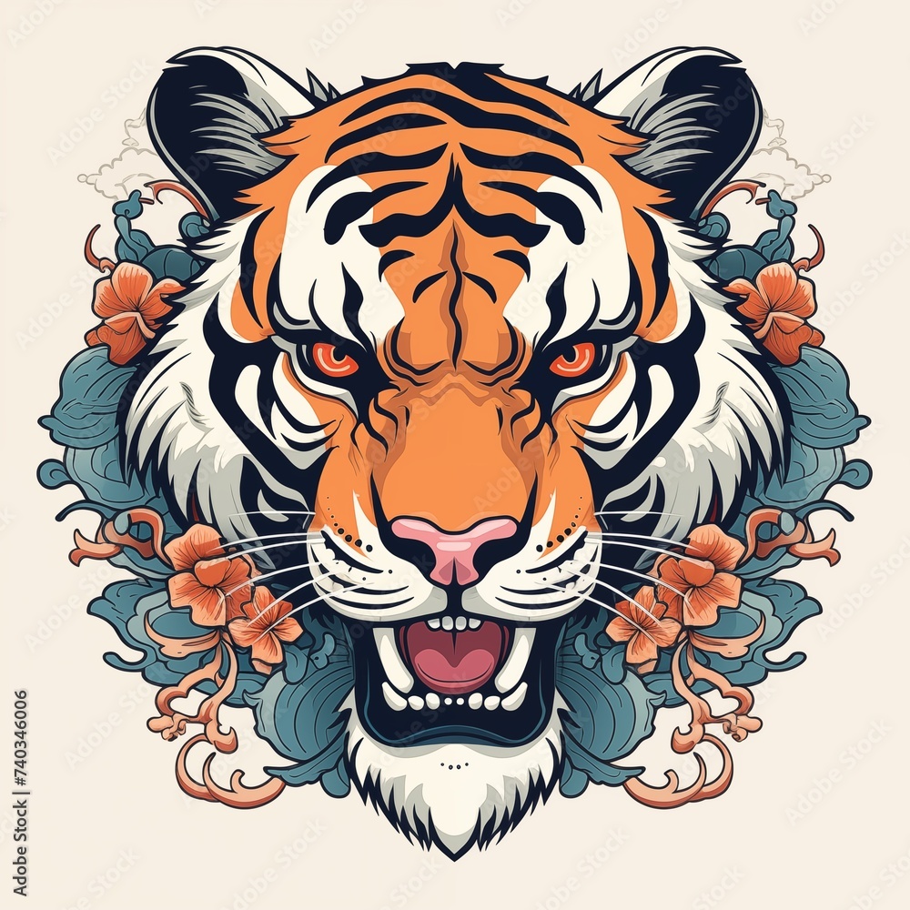 Colorful tiger head