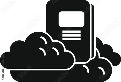 Cloud data book icon simple vector. Online store. Computer digital audio