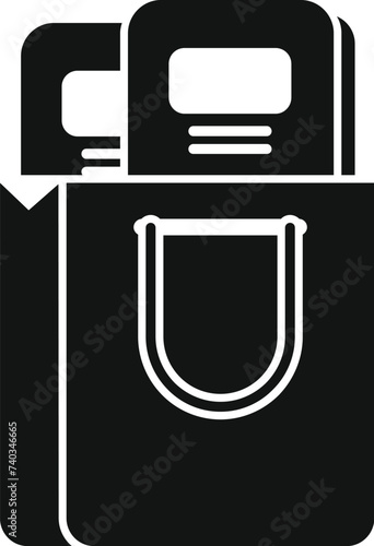 Online book shop bag icon simple vector. Distance literature. Computer digital