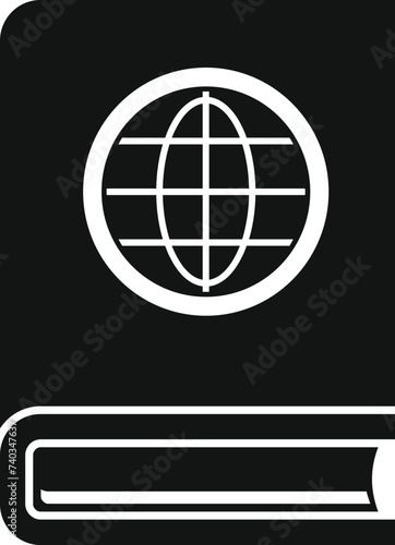 Global book store icon simple vector. Internet based writer. Pc electronic work