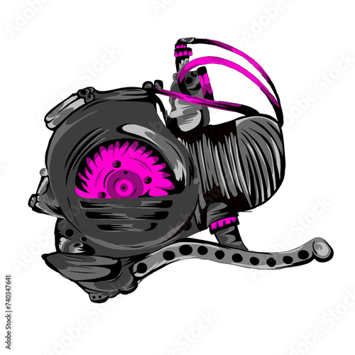 Vector illustrasi engine motorcycle scooter