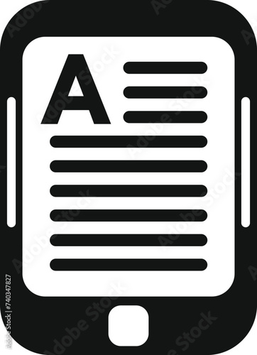 Modern e reader icon simple vector. Book store app. Education person work photo