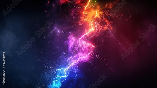 Multicolored Lightning Strike. Thunder, Storm, Colorful, Wallpaper, Background, Electric, Power 