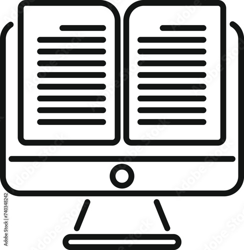 Open book online icon outline vector. App audio books. Write tablet