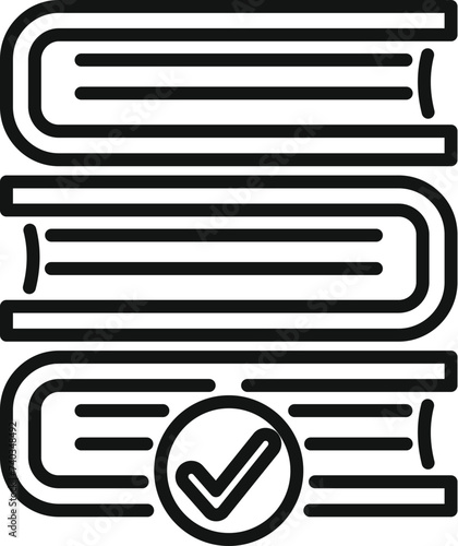 Approved book stack icon outline vector. Online magazine. Tablet internet
