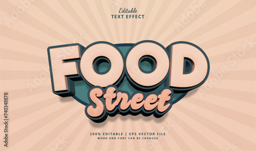Food Street Editable Text Effect Style 3d Cartoon Vintage Theme Holiday Food Festival
