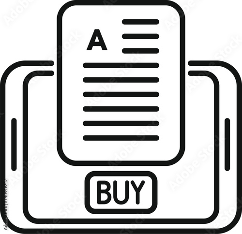 Buy online document icon outline vector. Based library. Author literature