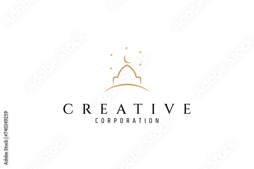 Elegant mosque logo design vector image illustration