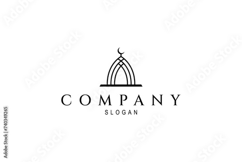 Mosque place logo design vector illustration line art style