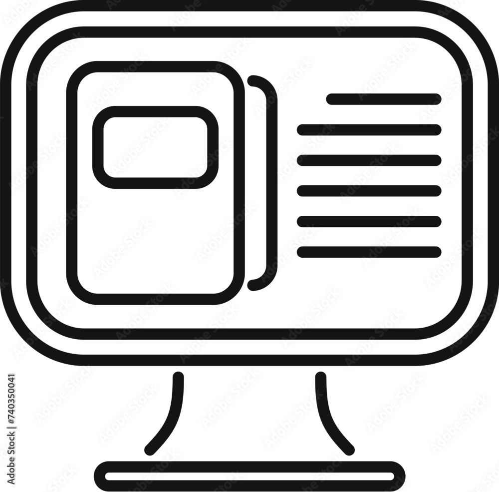 Computer book store icon outline vector. Internet based. Pc electronic work Computer book store icon outline vector. Internet based. Pc electronic work
