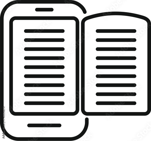 Read online book icon outline vector. Read person guide. Based internet